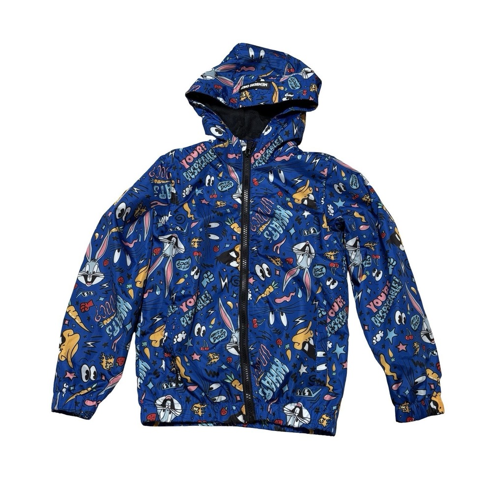 Members Only Looney Tunes Hooded Windbreaker Jacket Donald Duck Bugs Bunny Sz 6